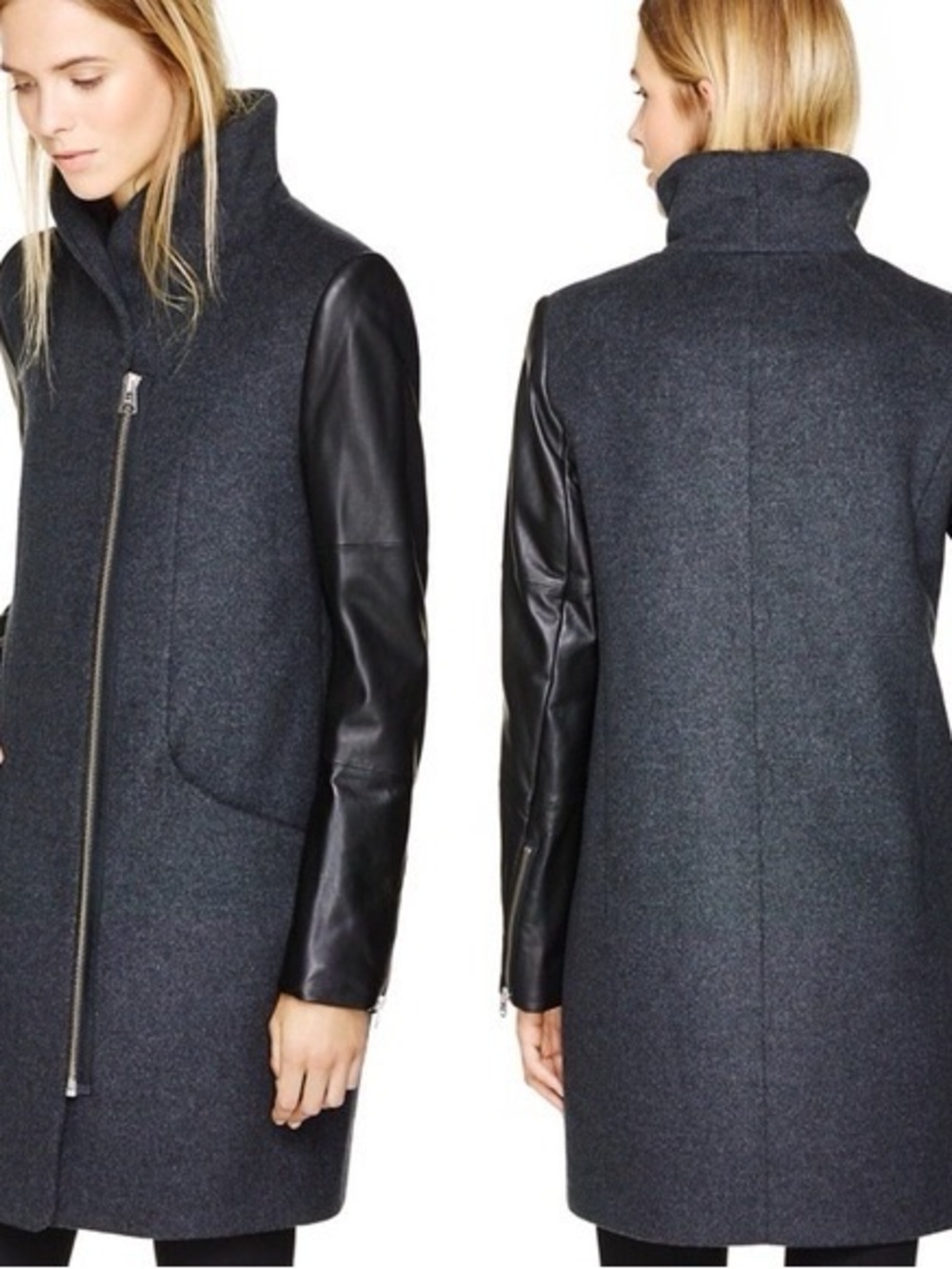 Aritzia Wilfred Wool & Leather Cocoon Coat